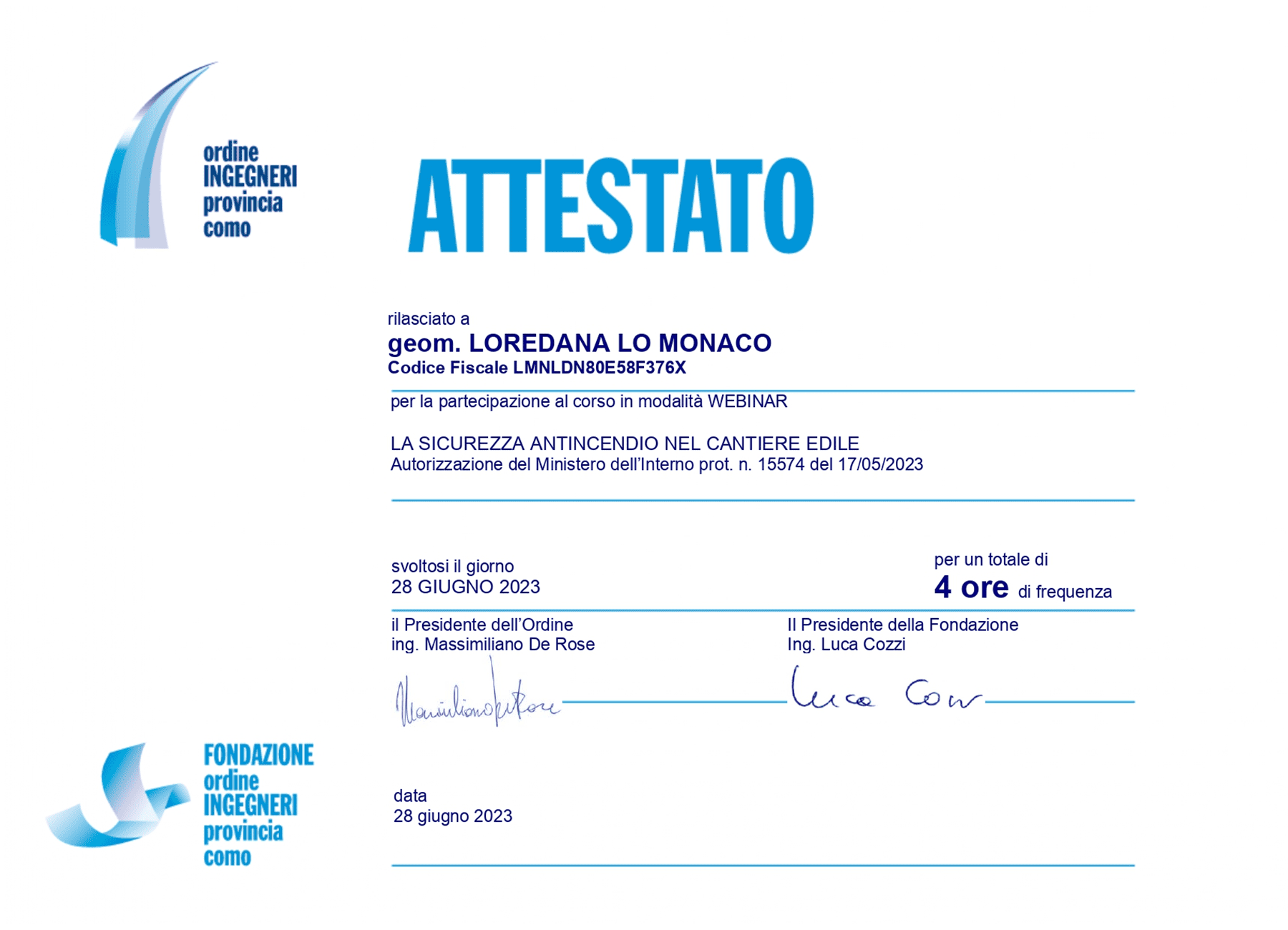 aggiornamento antincendio cantieri - Geometra Loredana Lo Monaco - Genova